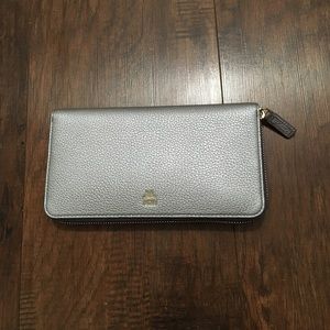 MCM Milla Silver Gray Zip Around Wallet
